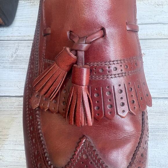Allen Edmonds Shoes Sz 10.5 C Brown Colfax Wingtip Kiltie Tassel Loafer Leather - Picture 7 of 13